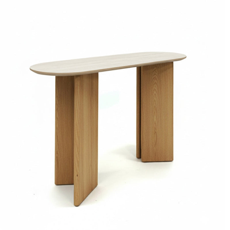 TRIVARA Modern Console Table – Sintered Stone Top & Oak Wood Veneer Base