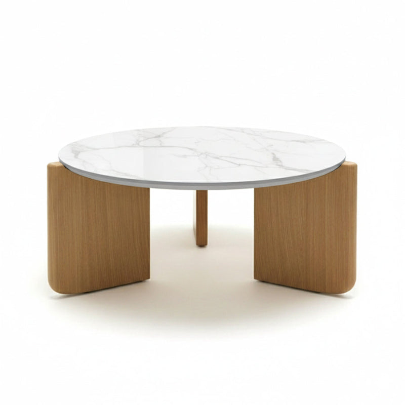 SINTARRY Round Sintered Stone Coffee Table – 90cm/35.4in Modern Minimalist Design
