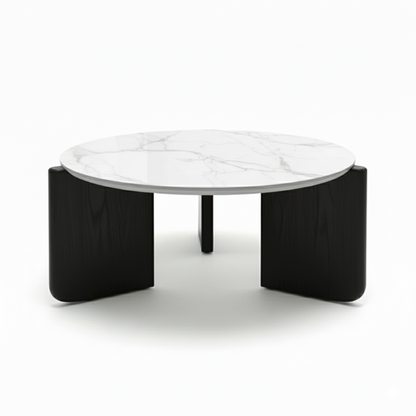 SINTARRY Round Sintered Stone Coffee Table – 90cm/35.4in Modern Minimalist Design