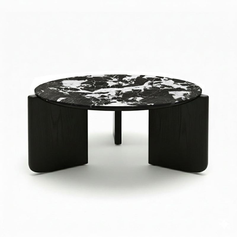 SINTARRY Round Sintered Stone Coffee Table – 90cm/35.4in Modern Minimalist Design