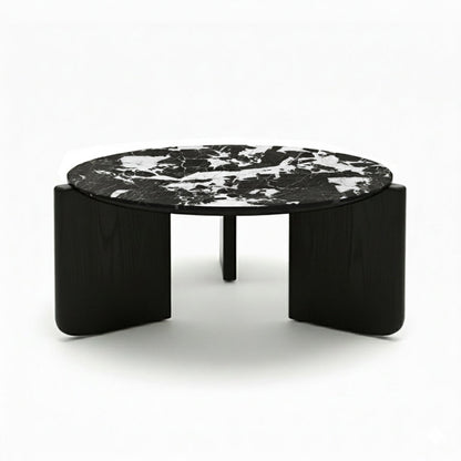 SINTARRY Round Sintered Stone Coffee Table – 90cm/35.4in Modern Minimalist Design
