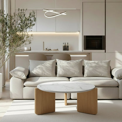 SINTARRY Round Sintered Stone Coffee Table – 90cm/35.4in Modern Minimalist Design