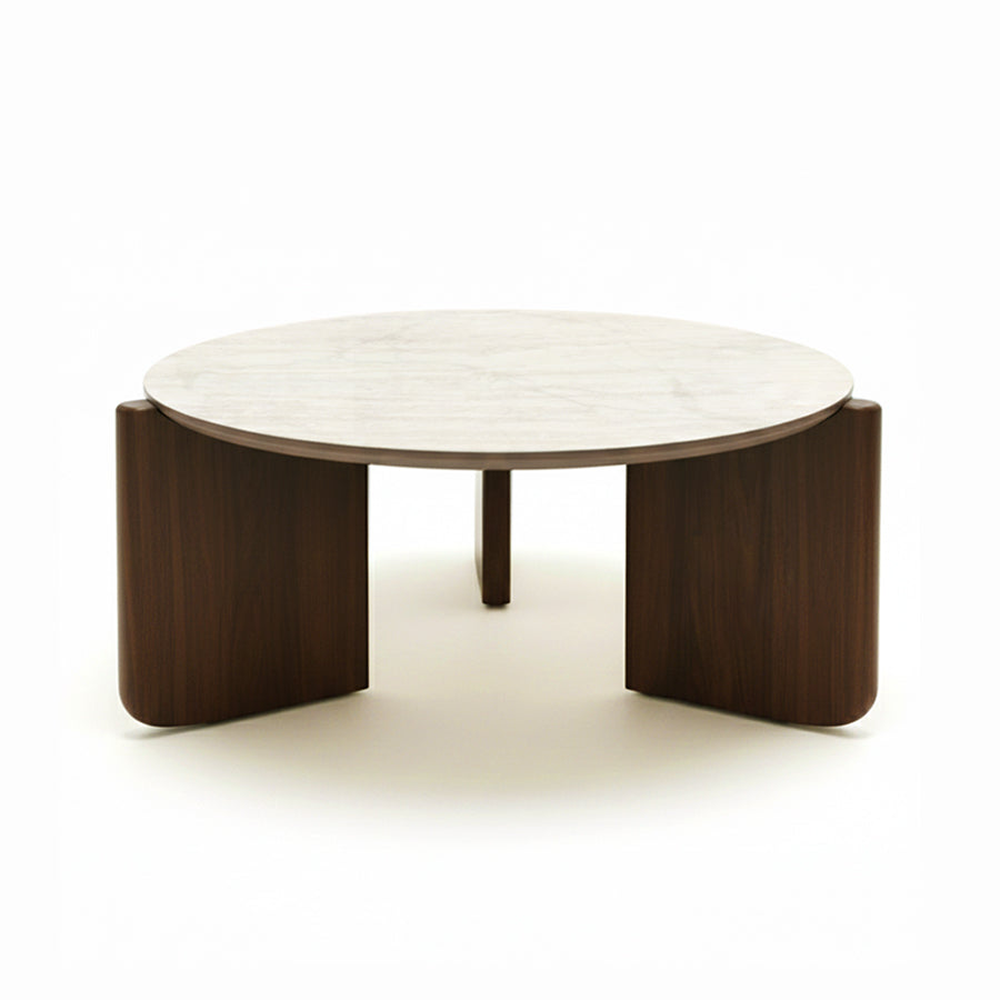 SINTARRY Round Sintered Stone Coffee Table – 90cm/35.4in Modern Minimalist Design