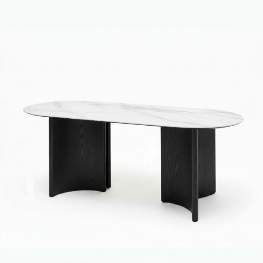 ARCADIX Sintered Stone Dining Table - Curved Rectangle - Racetrack Shaped