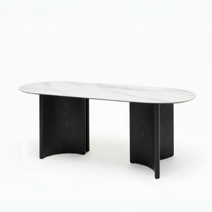 ARCADIX Sintered Stone Dining Table - Curved Rectangle - Racetrack Shaped
