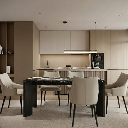 SYLEY Contemporary Dining Table – Solid Oak & Ceramic Marble Series