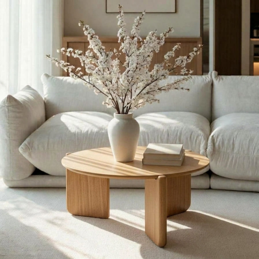 SINTARRY Round Sintered Stone Coffee Table – 90cm/35.4in Modern Minimalist Design