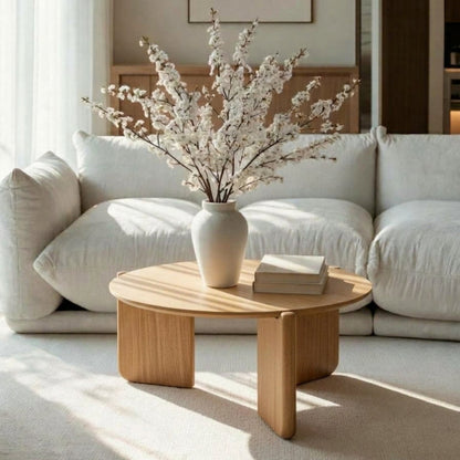 SINTARRY Round Sintered Stone Coffee Table – 90cm/35.4in Modern Minimalist Design