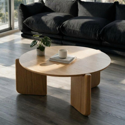 SINTARRY Round Sintered Stone Coffee Table – 90cm/35.4in Modern Minimalist Design
