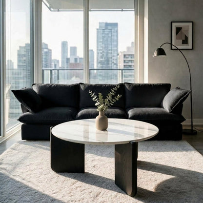 SINTARRY Round Sintered Stone Coffee Table – 90cm/35.4in Modern Minimalist Design
