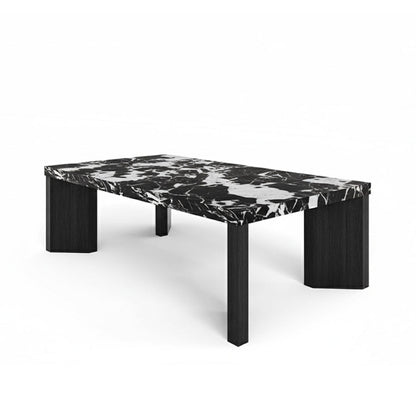 Syley Modern Coffee Table, black oak base, Bvlgari Black tabletop, 45-degree angle
